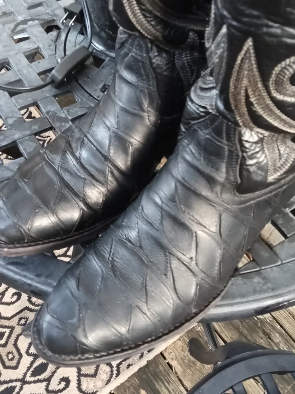 Vintage Montana Boot Company, Pangolin Prints, Size 11D, Black